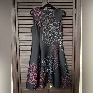 DKNY Floral Black and Pink Sleeveless Dress Size M NWT